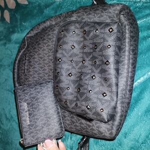 Black Studded Backpack and Wallet Set
